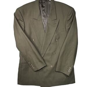 VTG Christian Dior Suit Jacket Blazer Mens Sz 42R Olive Tan Double Breasted Wool